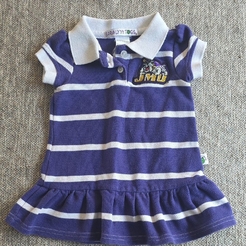 JMU Purple Striped Kids Polo Dress (Saralynn Togs)